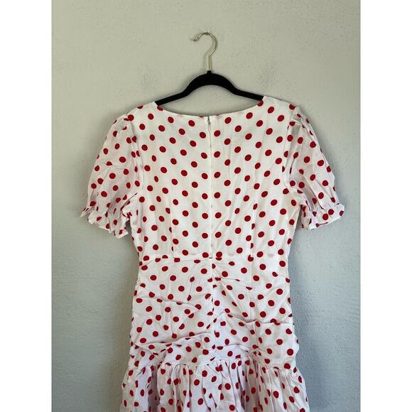 Anthropologie Endless Rose Woman Red And White Polka Dot Ruffle Dress, S… - Picture 12 of 13